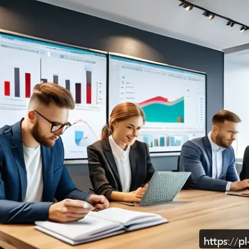 Home 32 공연기획사에서의 성공적인 첫 프로젝트 - A modern event planning office scene in Poland, featuring a diverse team of young professionals coll...